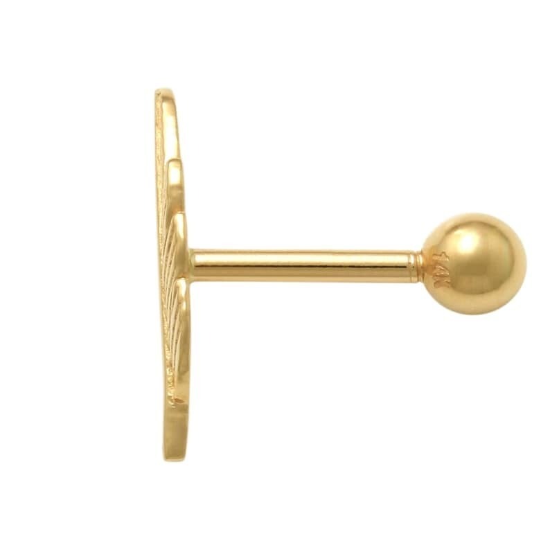 14K or Massif Feuille Forme Nez/Oreille Piercings Été Bijoux Pour Femme