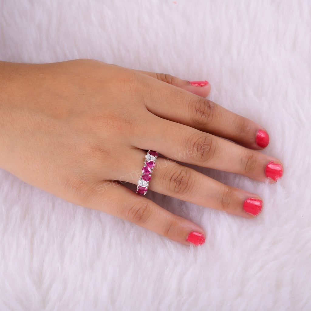 5.98Ct Véritable Rubis & Diamant Alliance Bague Mariage Fiançailles Gift pour