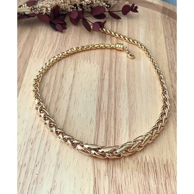 Collier maille palmier en chute 45cm en plaqué or 18 Carats 750/000