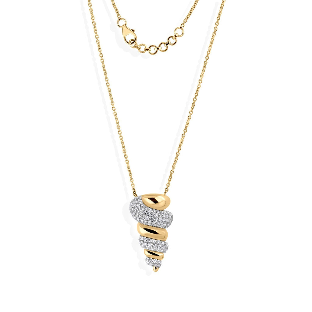 Collier En Or Jaune Massif 18 Carats Avec Pendentif En Diamant SI/H De 1,55 Ct.
