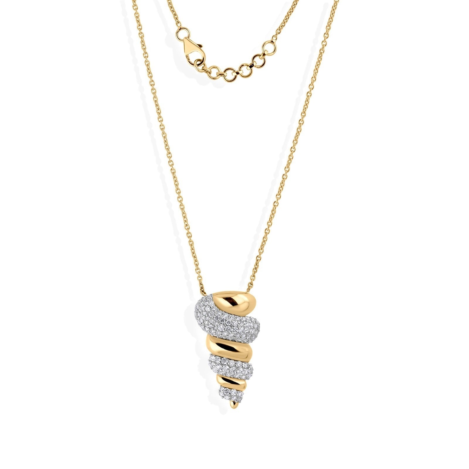 Collier En Or Jaune Massif 18 Carats Avec Pendentif En Diamant SI/H De 1,55 Ct.