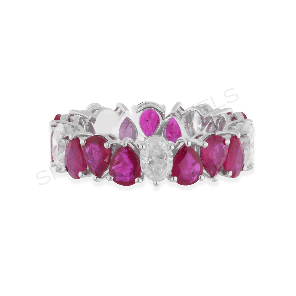 5.98Ct Véritable Rubis & Diamant Alliance Bague Mariage Fiançailles Gift pour