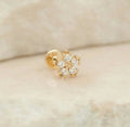 14K or Massif Diamant Fleur Boucles D'Oreilles Nez/Oreille Piercing Bijoux