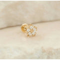 14K or Massif Diamant Fleur Boucles D'Oreilles Nez/Oreille Piercing Bijoux
