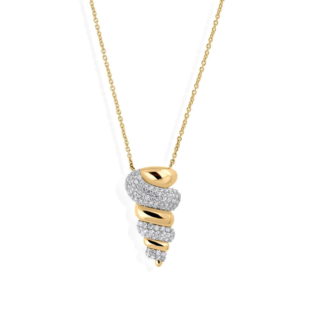Collier En Or Jaune Massif 18 Carats Avec Pendentif En Diamant SI/H De 1,55 Ct.