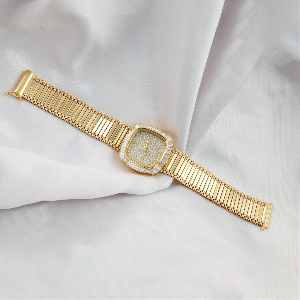 2,93 ct naturel SI/H diamant montre-bracelet femmes bracelet de luxe or jaune 18 carats-