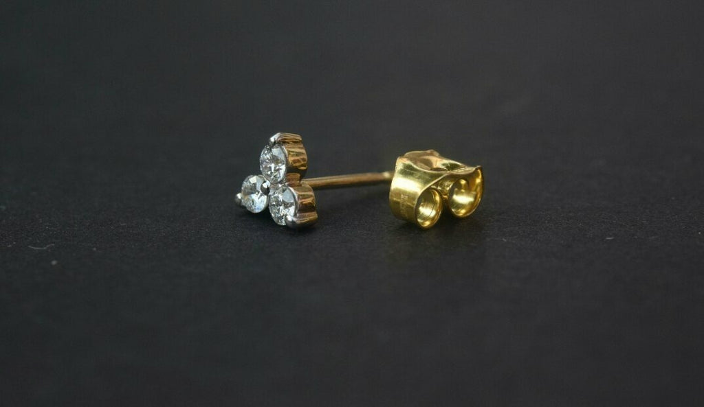 Trois Diamant Oreille Clou 14k or Massif Délicat Corps Piercing Bijoux