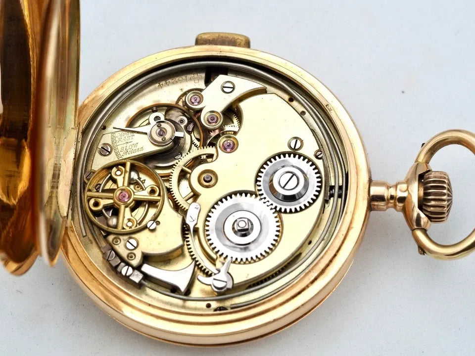 Montre De Poche ERAX Swiss À Quarts De Heure, Or 14K, 88,12 G, 3-Couvercles