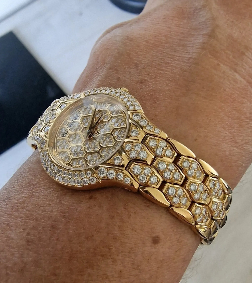 Montre pour femme Bucherer Medea en or jaune sertie de diamants, 1997