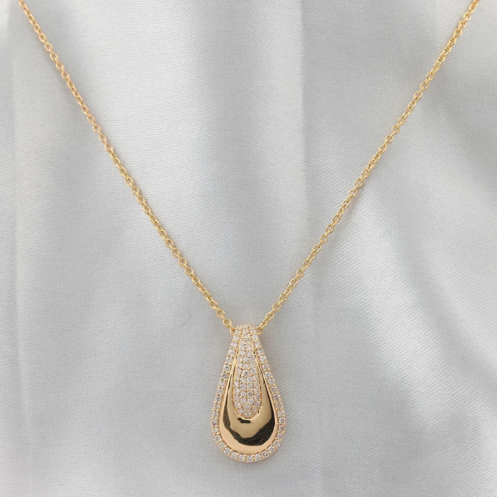 Pendentif Chaîne En Or Jaune Massif 18 Carats Avec Diamant Naturel SI/H 0,48 Ct