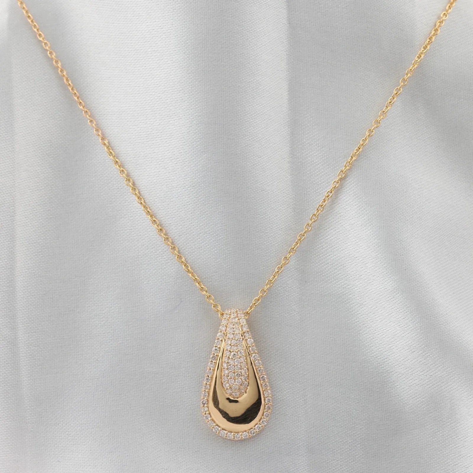 Pendentif Chaîne En Or Jaune Massif 18 Carats Avec Diamant Naturel SI/H 0,48 Ct