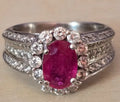 ANCIEN BAGUE PLATINE 950% RUBIS ET DAMANTS