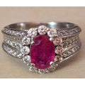ANCIEN BAGUE PLATINE 950% RUBIS ET DAMANTS