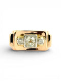 Bague Tank ancienne en or rose et blanc 18 carats et diamants T 52