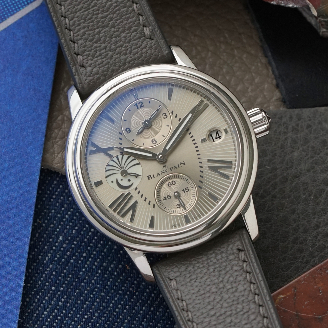 Blancpain Double fuseau horaire, phases de lune, acier, 34 mm, 3760-1136-52B, automatique, 2017