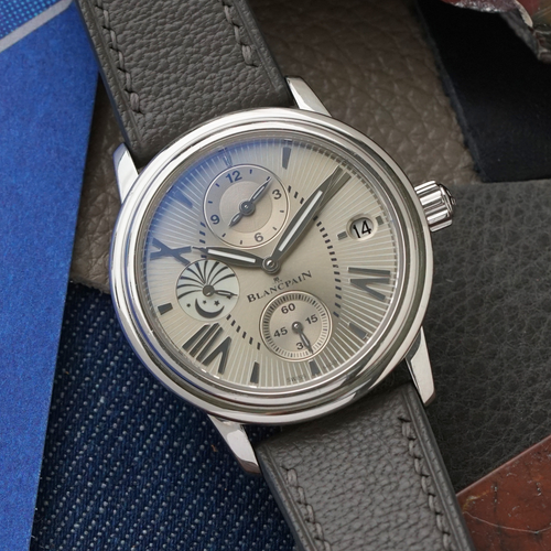 Blancpain Double fuseau horaire, phases de lune, acier, 34 mm, 3760-1136-52B, automatique, 2017