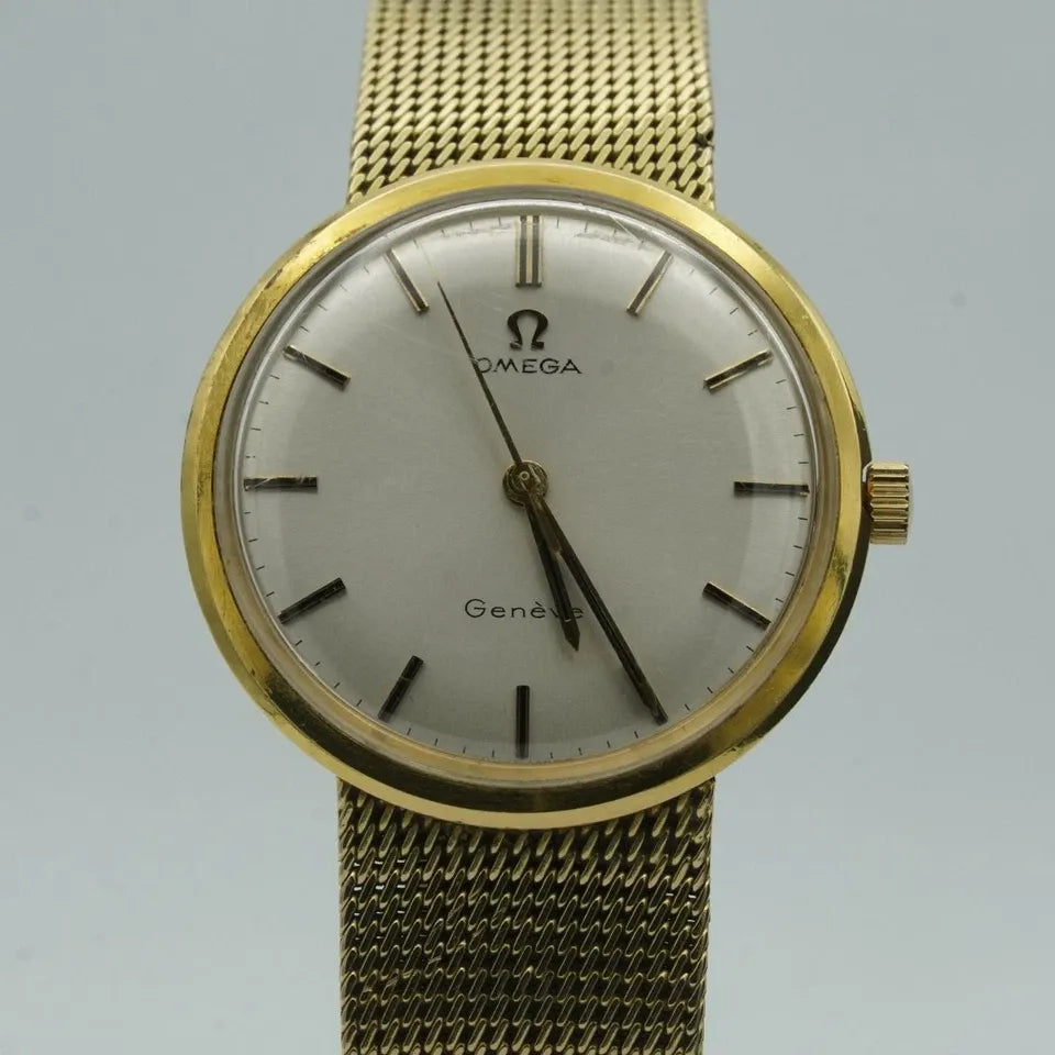 OMEGA Geneve Remontage Manuel Montre Hommes 35MM 14K 585 or Jaune OM388 66 Gr