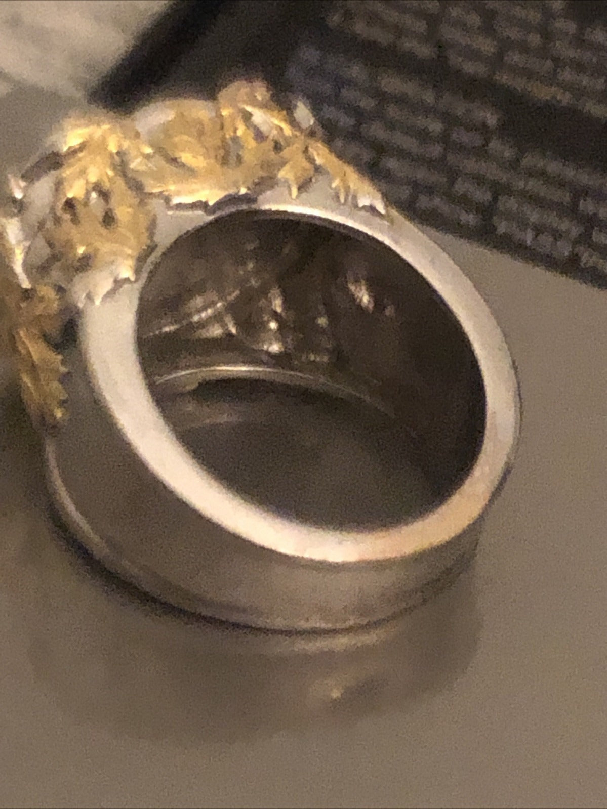 Bague Ancienne Saphir Argent Et Pétale D'Or