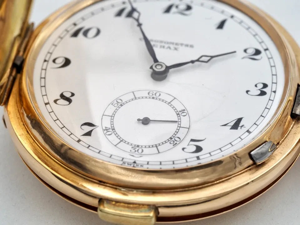 Montre De Poche ERAX Swiss À Quarts De Heure, Or 14K, 88,12 G, 3-Couvercles