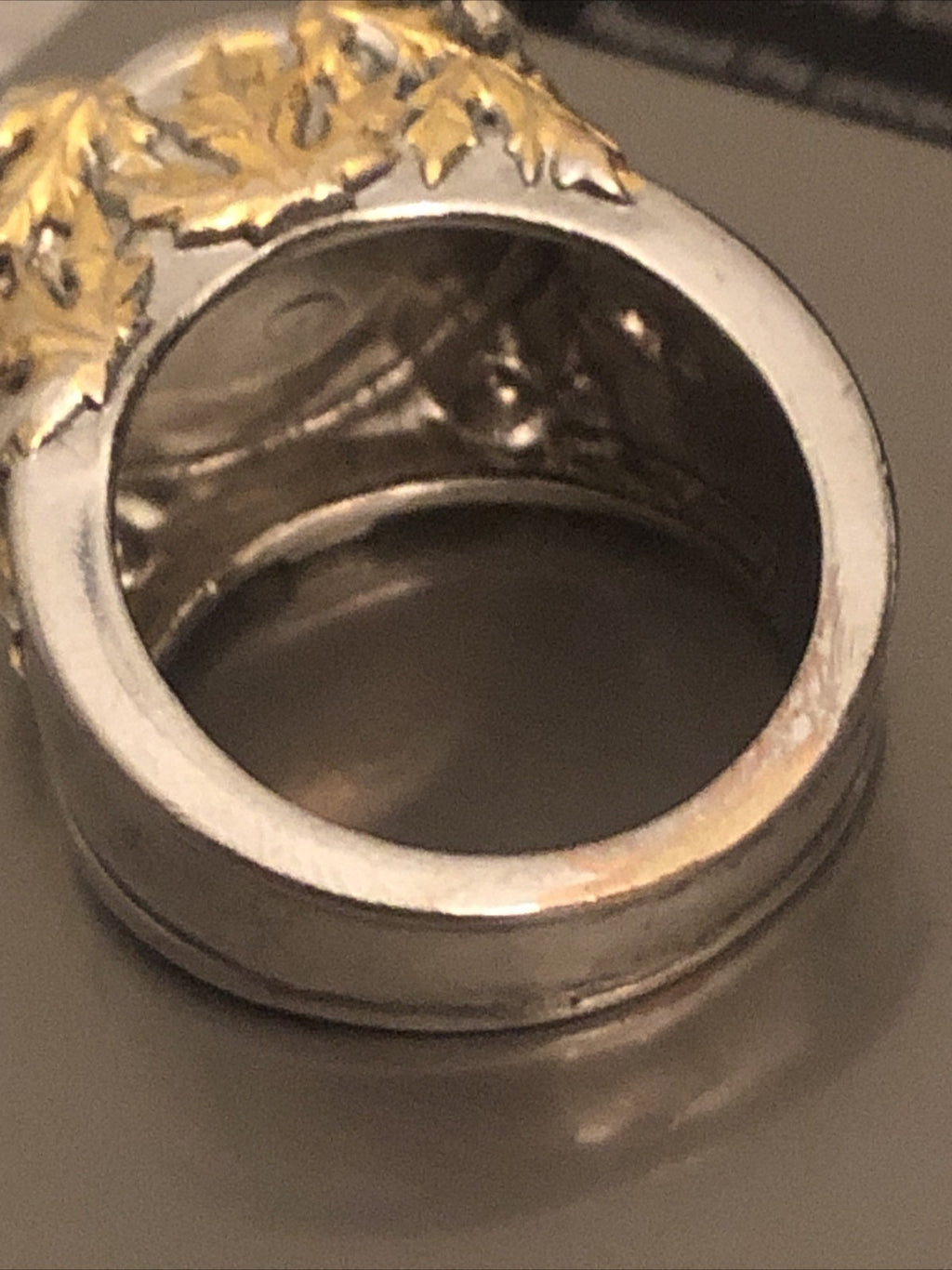 Bague Ancienne Saphir Argent Et Pétale D'Or