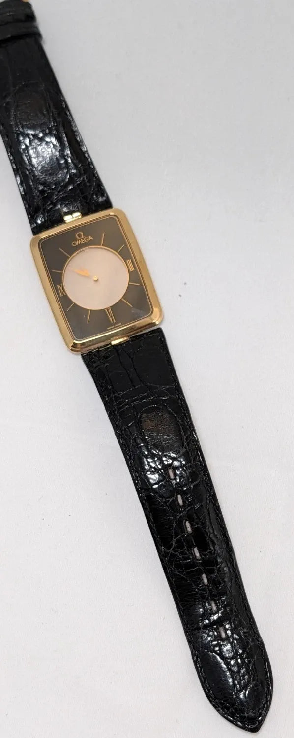 RARE MONTRE OMEGA LA MAGIQUE SCARFACE OR JAUNE 18 CARATS QUARTZ 191.8523-