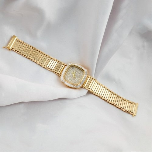 2,93 ct naturel SI/H diamant montre-bracelet femmes bracelet de luxe or jaune 18 carats-