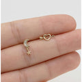 14K or Massif Lune Étoile Oreille Piercings pour Femmes Naturel Diamant Vis