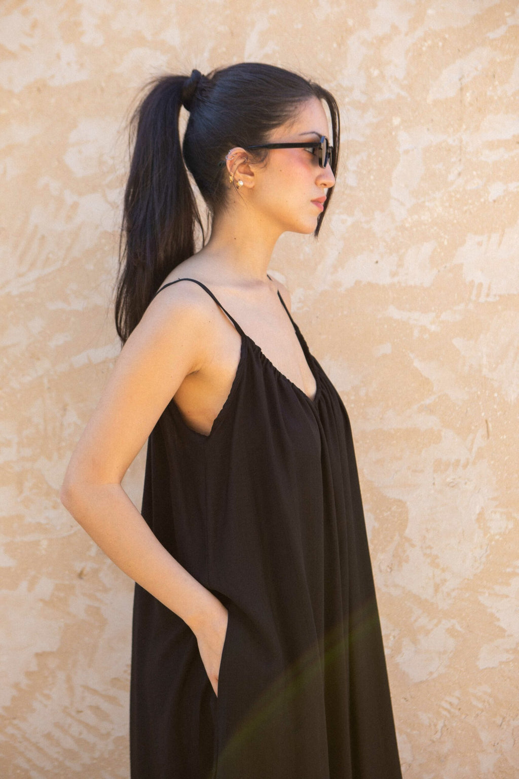 Robe jebba maxi lin raye col V