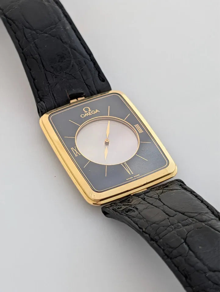 RARE MONTRE OMEGA LA MAGIQUE SCARFACE OR JAUNE 18 CARATS QUARTZ 191.8523-