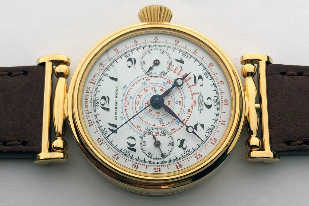 Rare ANCIENNE Montre-Bracelet Suisse Mariage Mécanique UNIVERSEL Chronographe Doré-