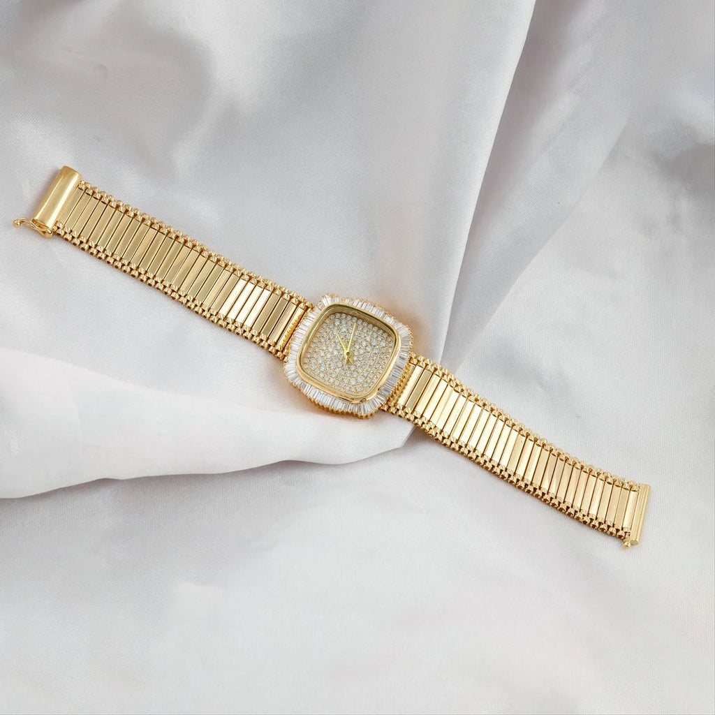 2,93 ct naturel SI/H diamant montre-bracelet femmes bracelet de luxe or jaune 18 carats-