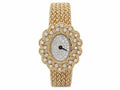 Montre vintage M&W Ullmann or 14 carats cadran diamant tissage panier maillon bracelet-