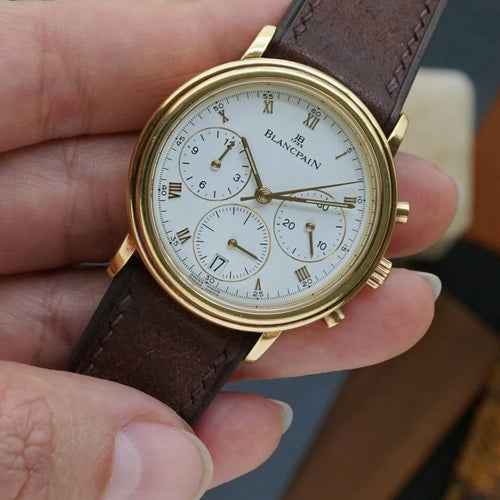 Blancpain Villeret Chronographe Date, or jaune 18 carats, automatique, 34 mm, années 1990