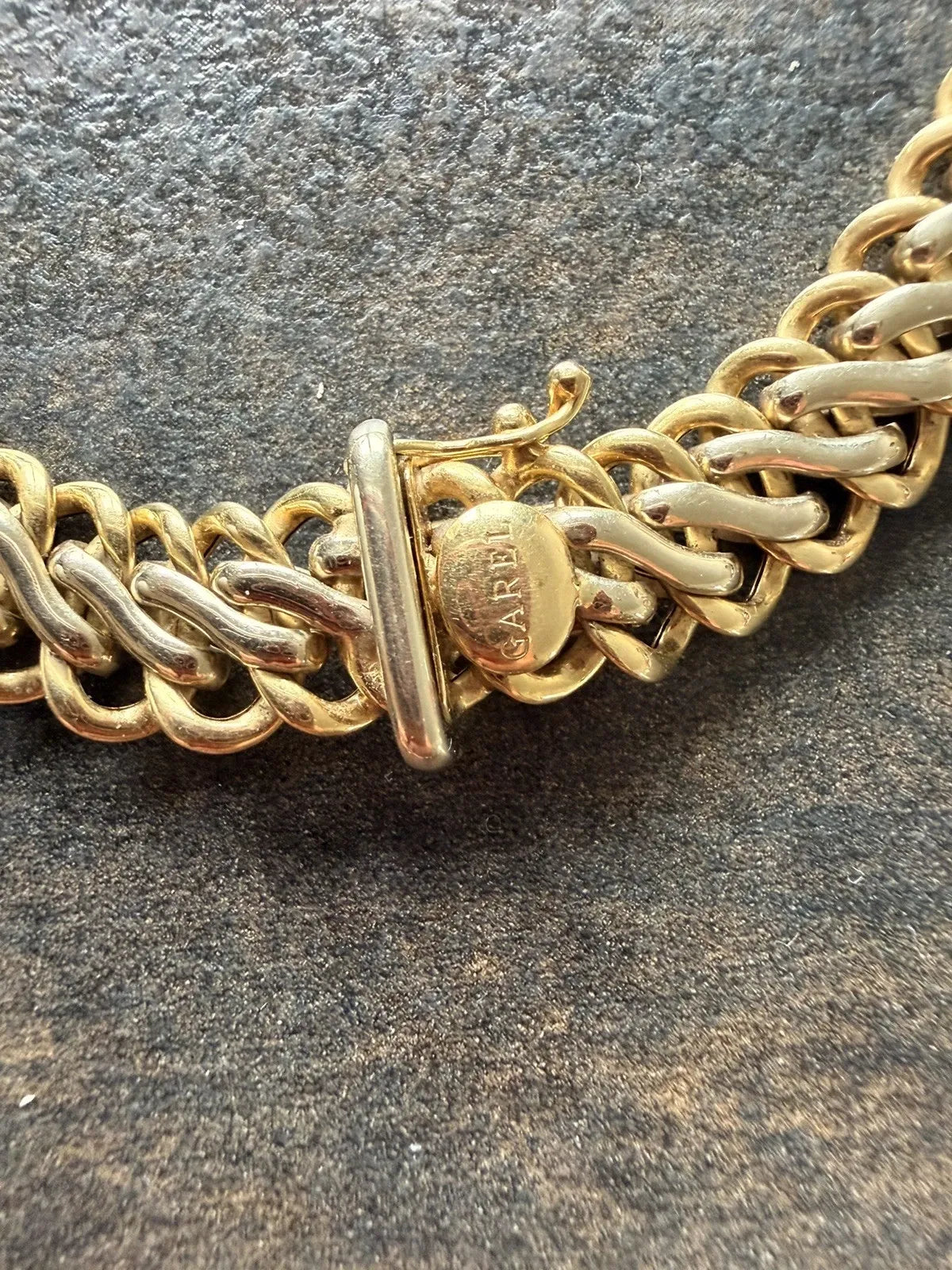 Collier GAREL Paris Or 18 Carats 750 Maille Tressée Bicolore Vintage 34,9 g