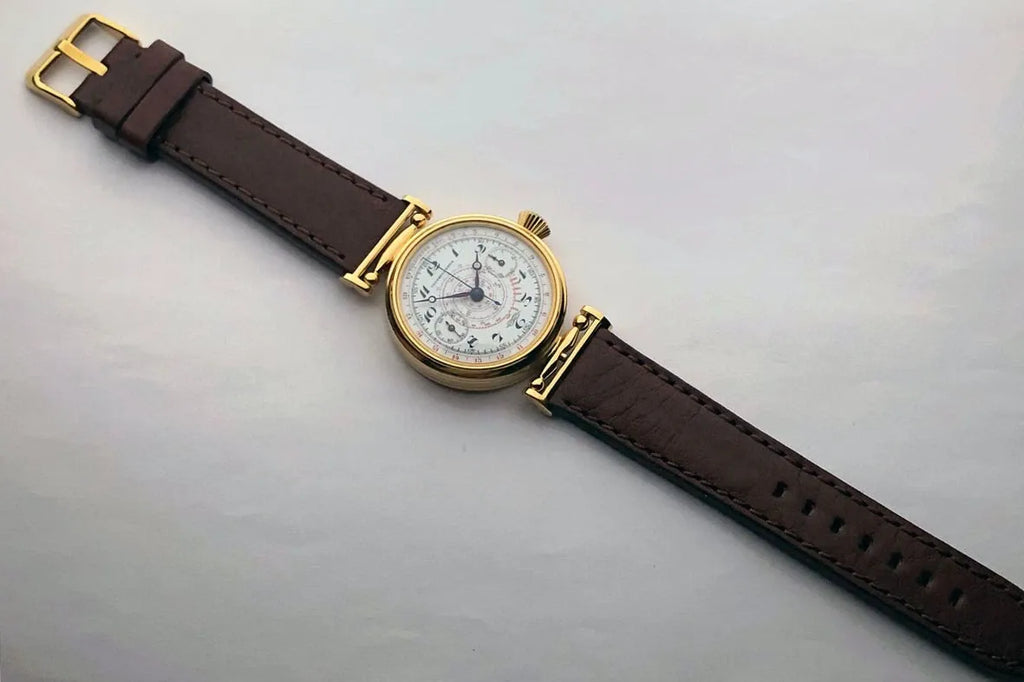 Rare ANCIENNE Montre-Bracelet Suisse Mariage Mécanique UNIVERSEL Chronographe Doré-