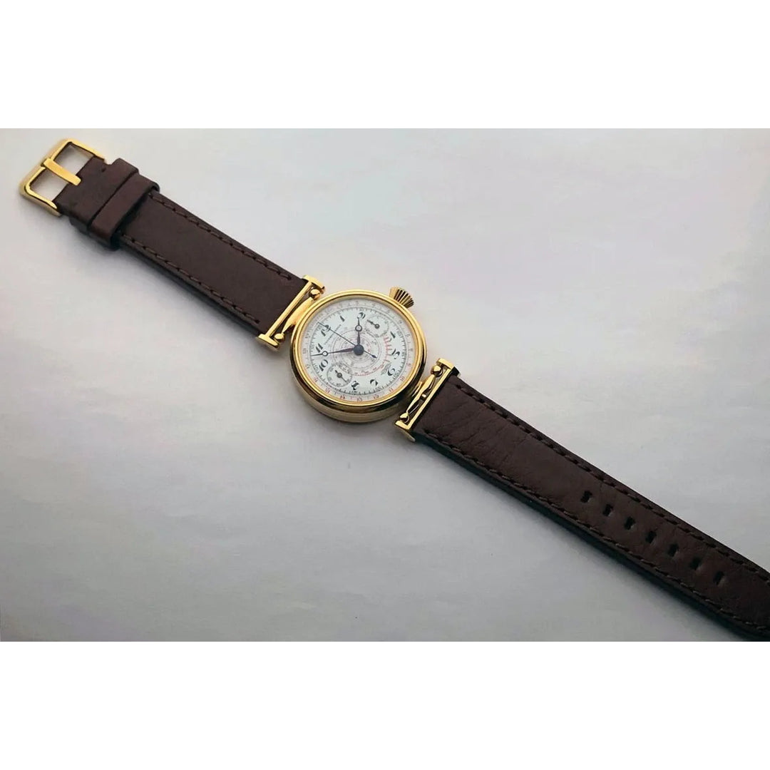 Rare ANCIENNE Montre-Bracelet Suisse Mariage Mécanique UNIVERSEL Chronographe Doré-