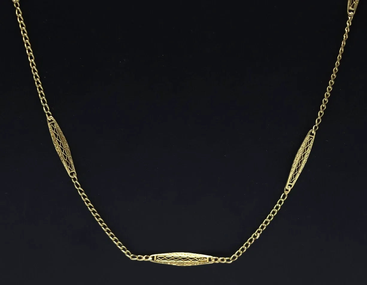 Collier Vintage Années 40 En Or Massif 18K Made in Italy Femme