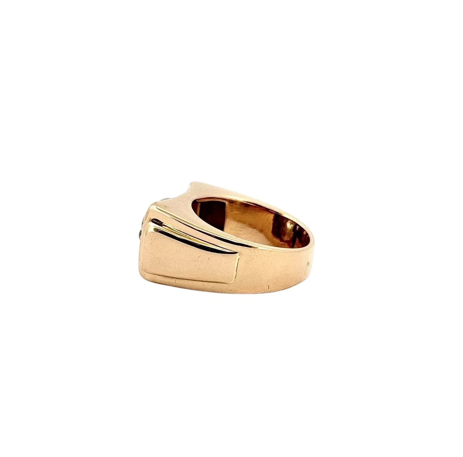 Bague Tank ancienne en or rose et blanc 18 carats et diamants T 52