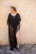 Robe de plage maxi crochet col rond