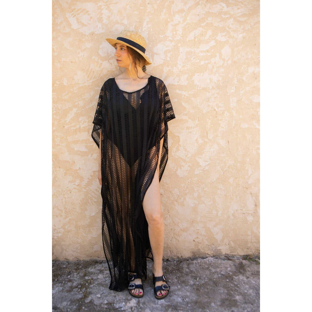 Robe de plage maxi crochet col rond