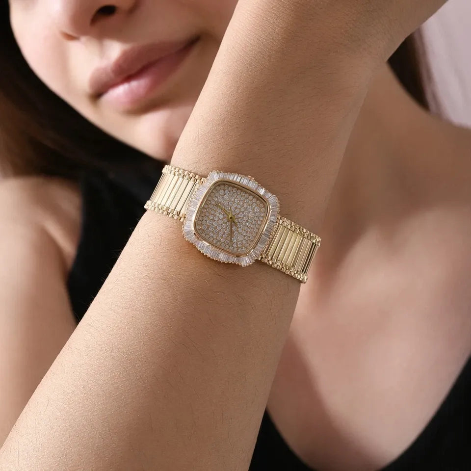 2,93 ct naturel SI/H diamant montre-bracelet femmes bracelet de luxe or jaune 18 carats-
