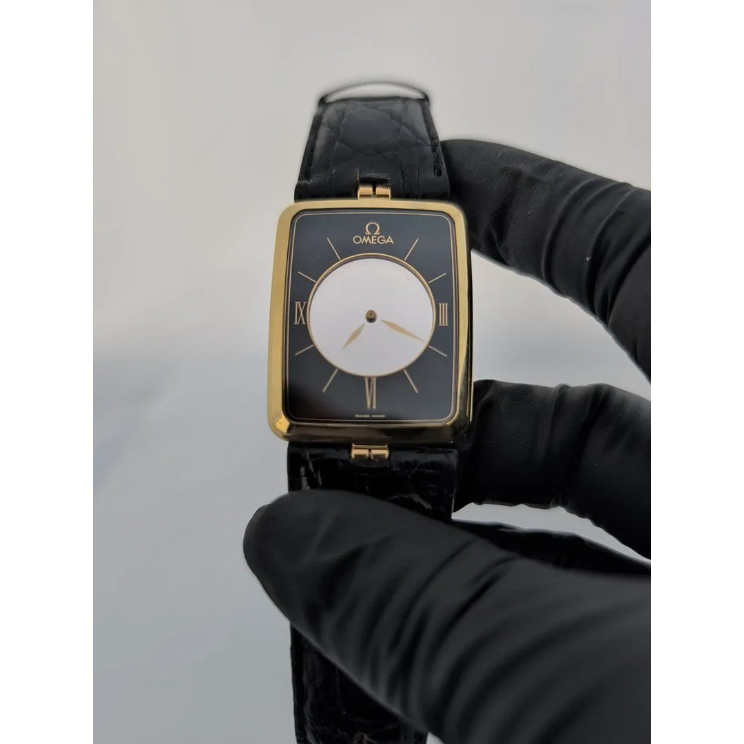 RARE MONTRE OMEGA LA MAGIQUE SCARFACE OR JAUNE 18 CARATS QUARTZ 191.8523-