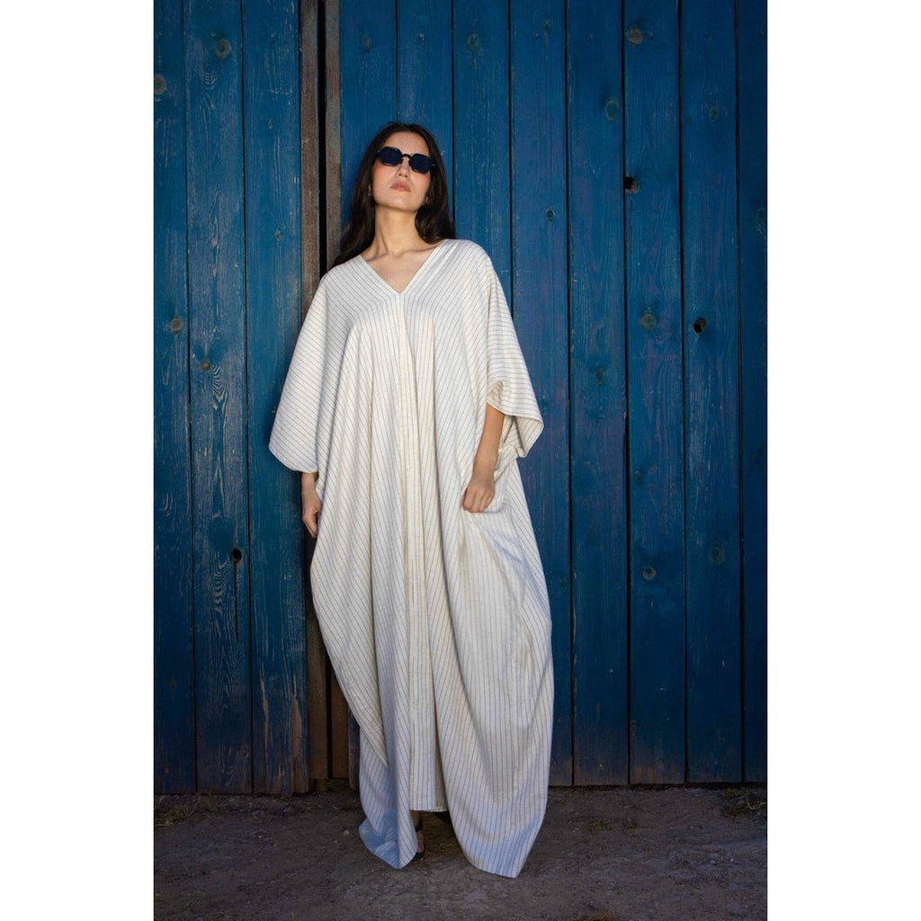 Robe jebba maxi lin raye col V