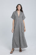 Robe longue à rayures fines en lin