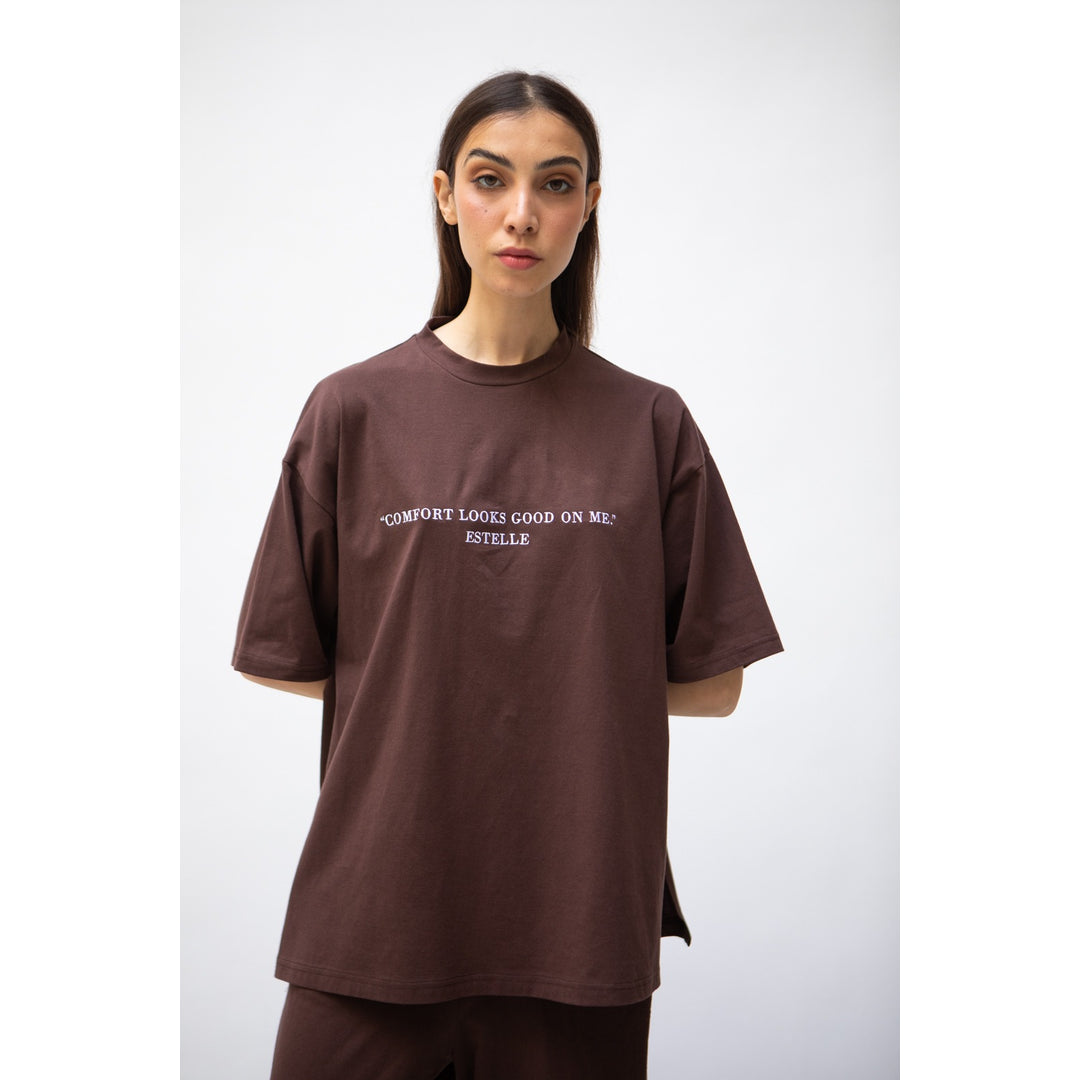Ensemble T-shirt oversize brodé + pantalon