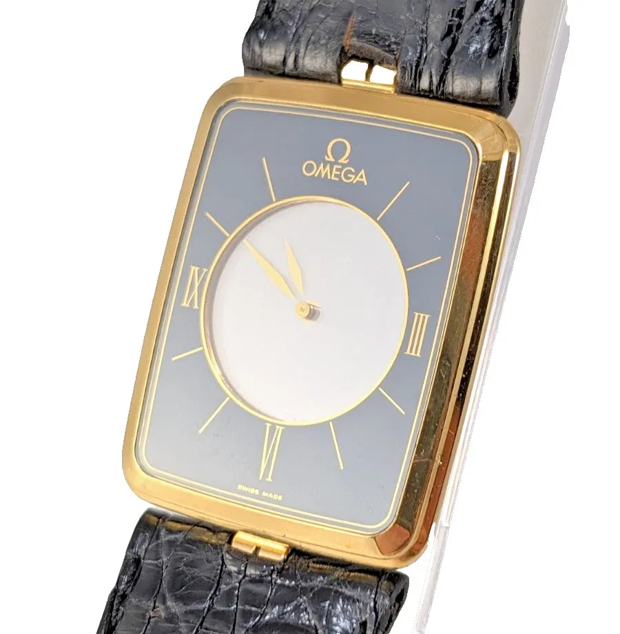 RARE MONTRE OMEGA LA MAGIQUE SCARFACE OR JAUNE 18 CARATS QUARTZ 191.8523-