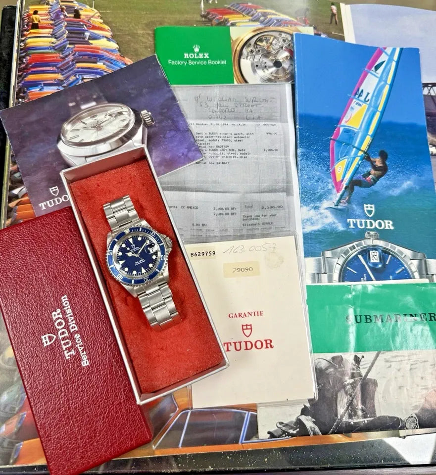 Tudor Submariner 79090 bleu homme - vintage années 1990 - 40 mm - boîte Tudor + papiers