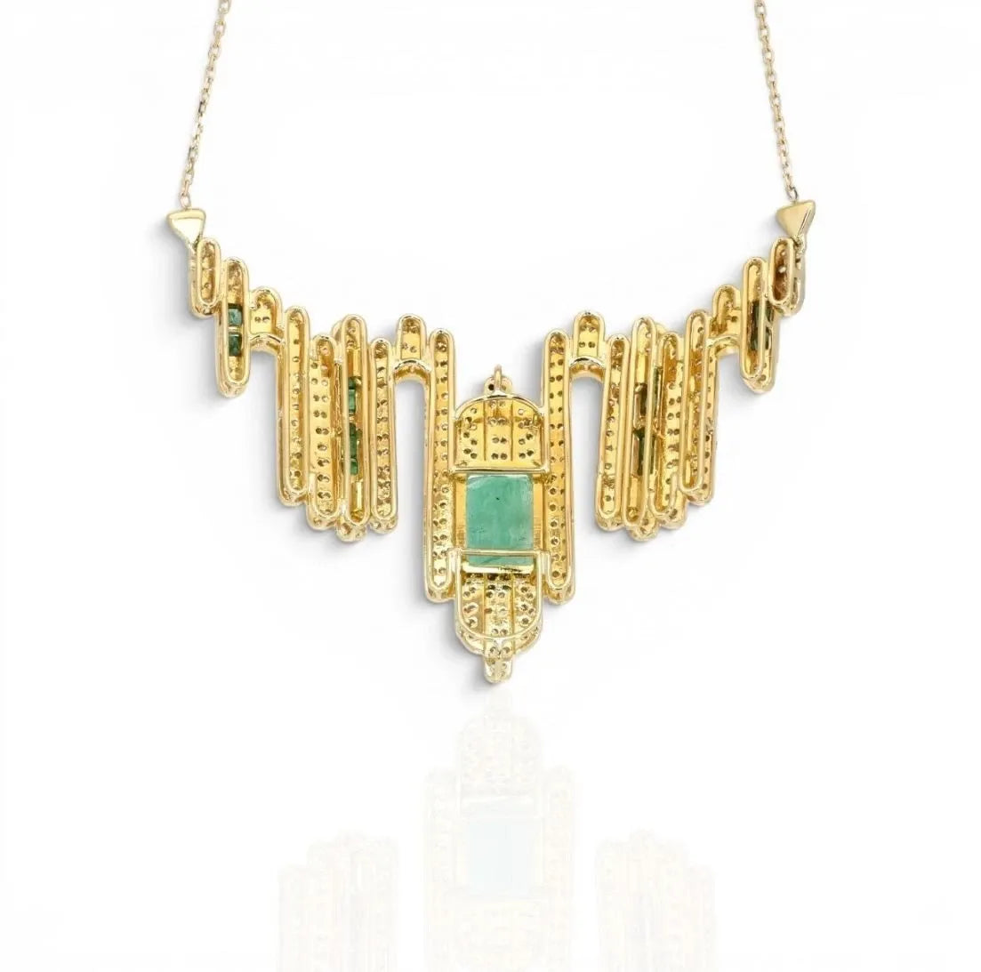 Collier Charm 18K Or Jaune Émeraude Naturelle 5,11 carats Certifié IGI