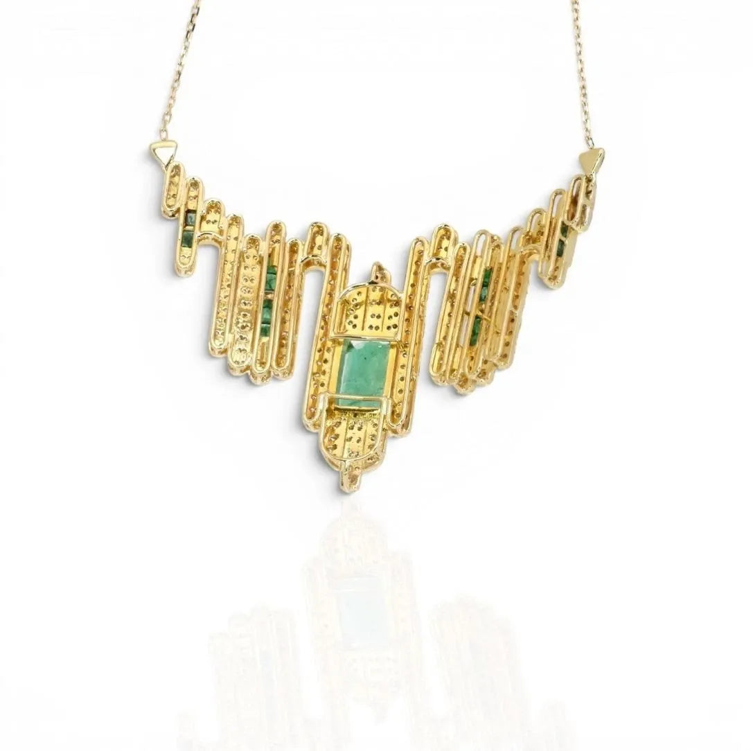 Collier Charm 18K Or Jaune Émeraude Naturelle 5,11 carats Certifié IGI