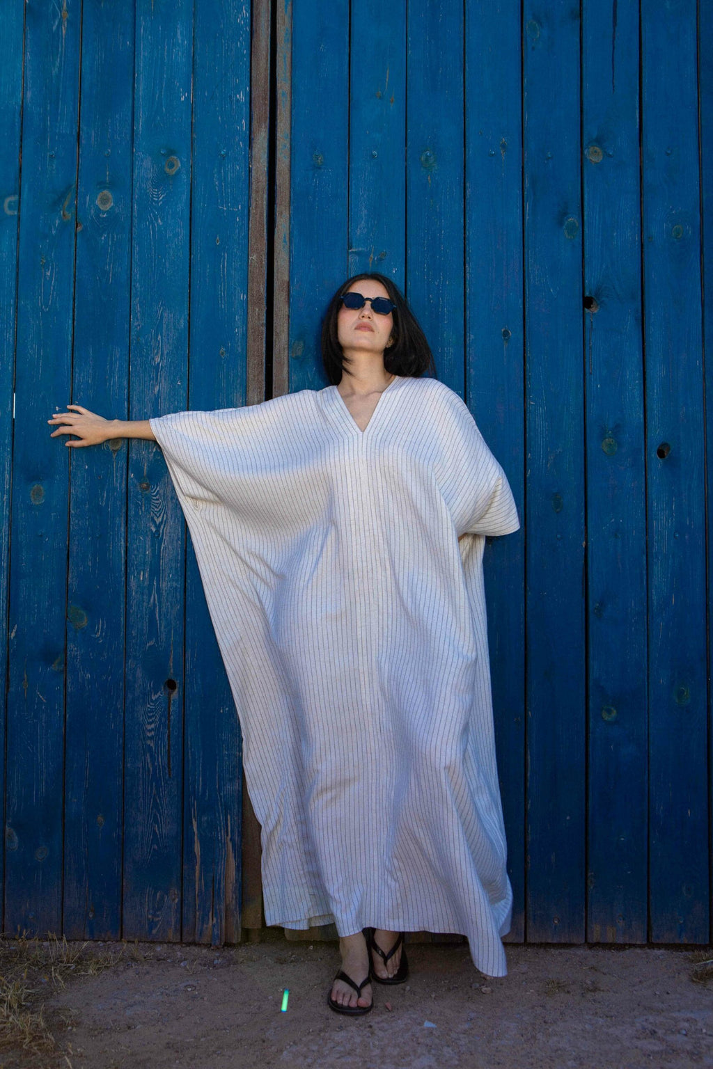 Robe jebba maxi lin raye col V